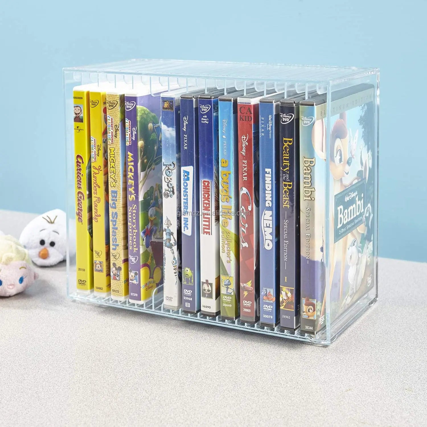 Stackable 14 Standard CD Cases Clear Rectangular Acrylic DVD Organizer Holder