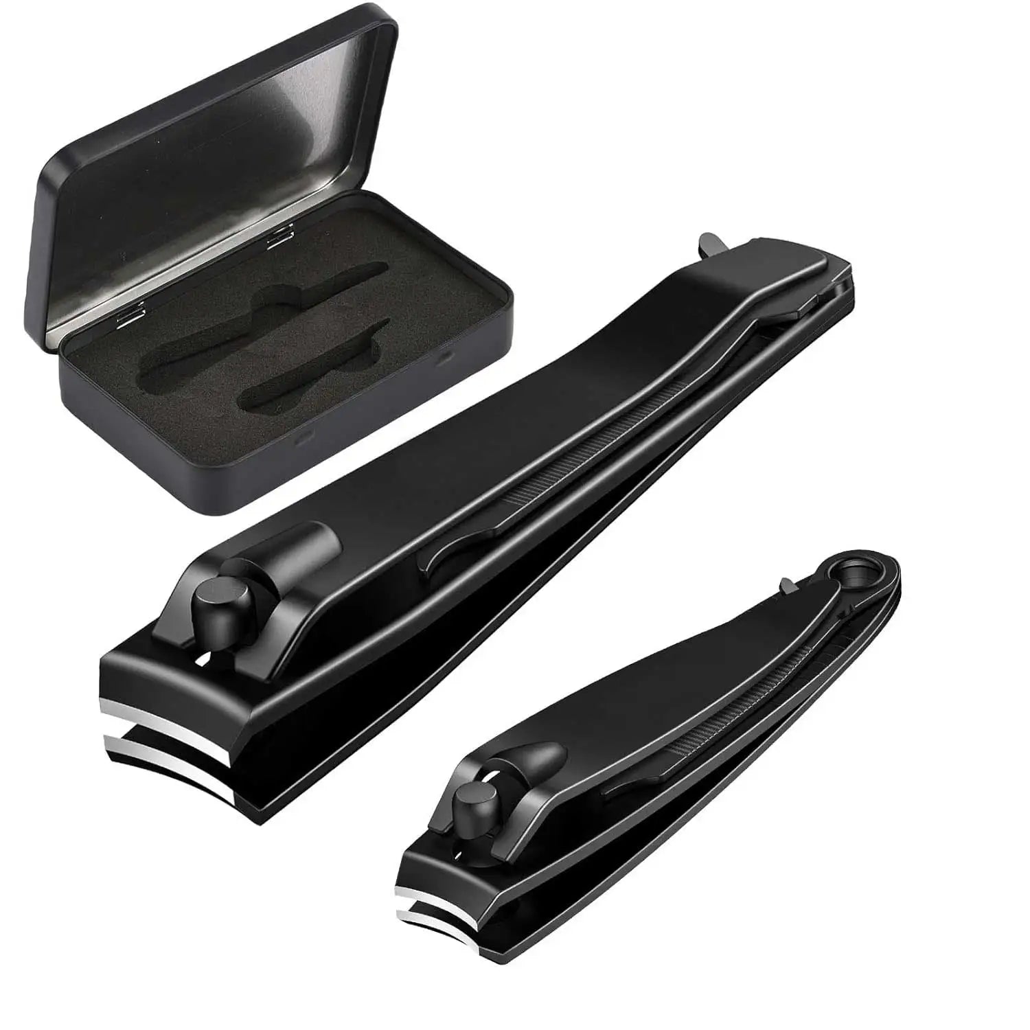 Heavy Duty Black Matte Stainless Steel Nail Clippers Set Men Women Fingernail Toenail Cutters and Clipper Tools