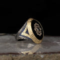New Arrival 925 Sterling Made Ottoman Style Men's Ring. Rhodium and Gold Bi-color Turkey