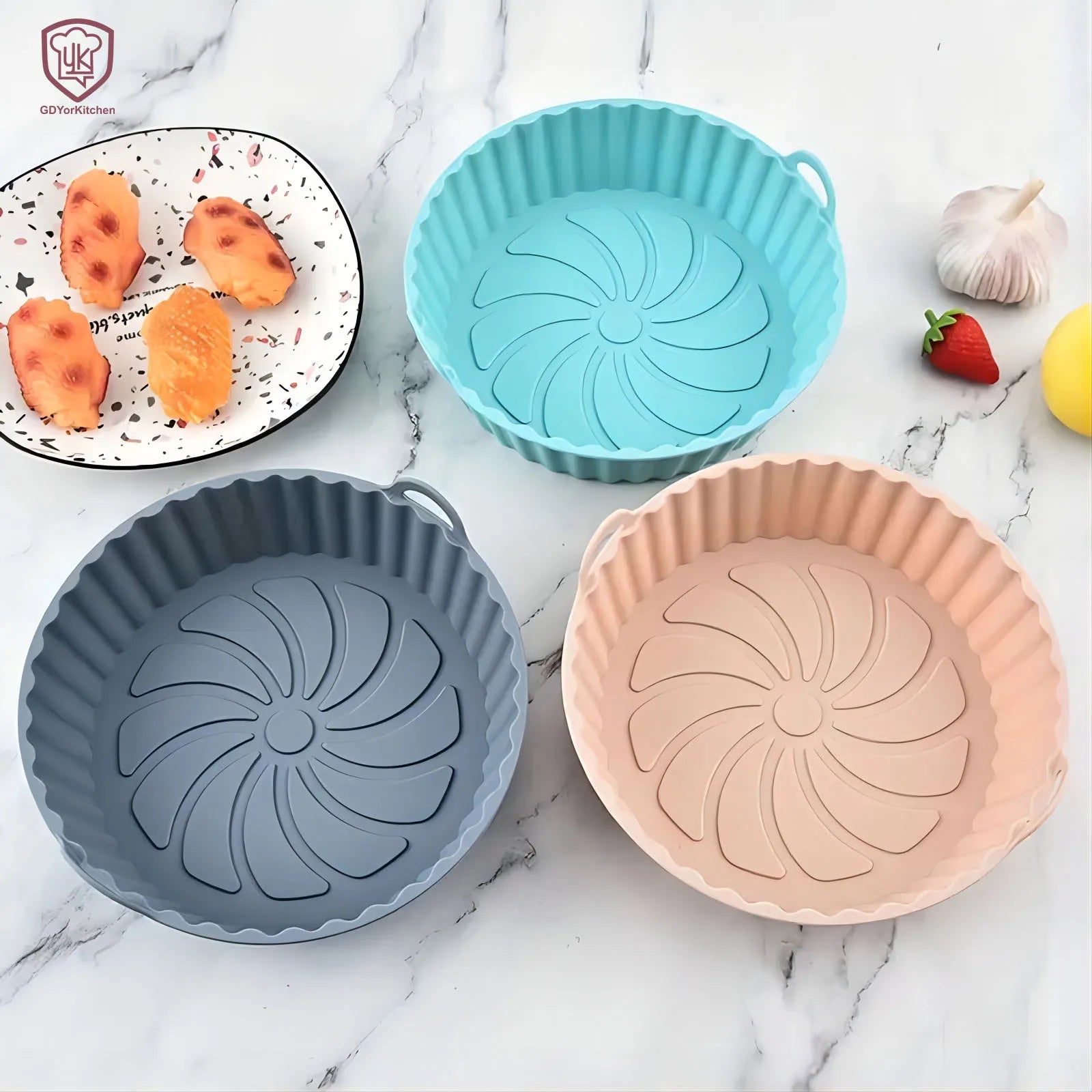 Hot Sale Round Silicone Air Fryer Accessories Silicone Basket Air Fryer Pan