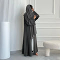 Eid Black Luxury Islamic Dubai Muslim Women's Abaya Arab Dubai Turkish Abaya Delicately Embroidered Striped Cardigan With Hijab