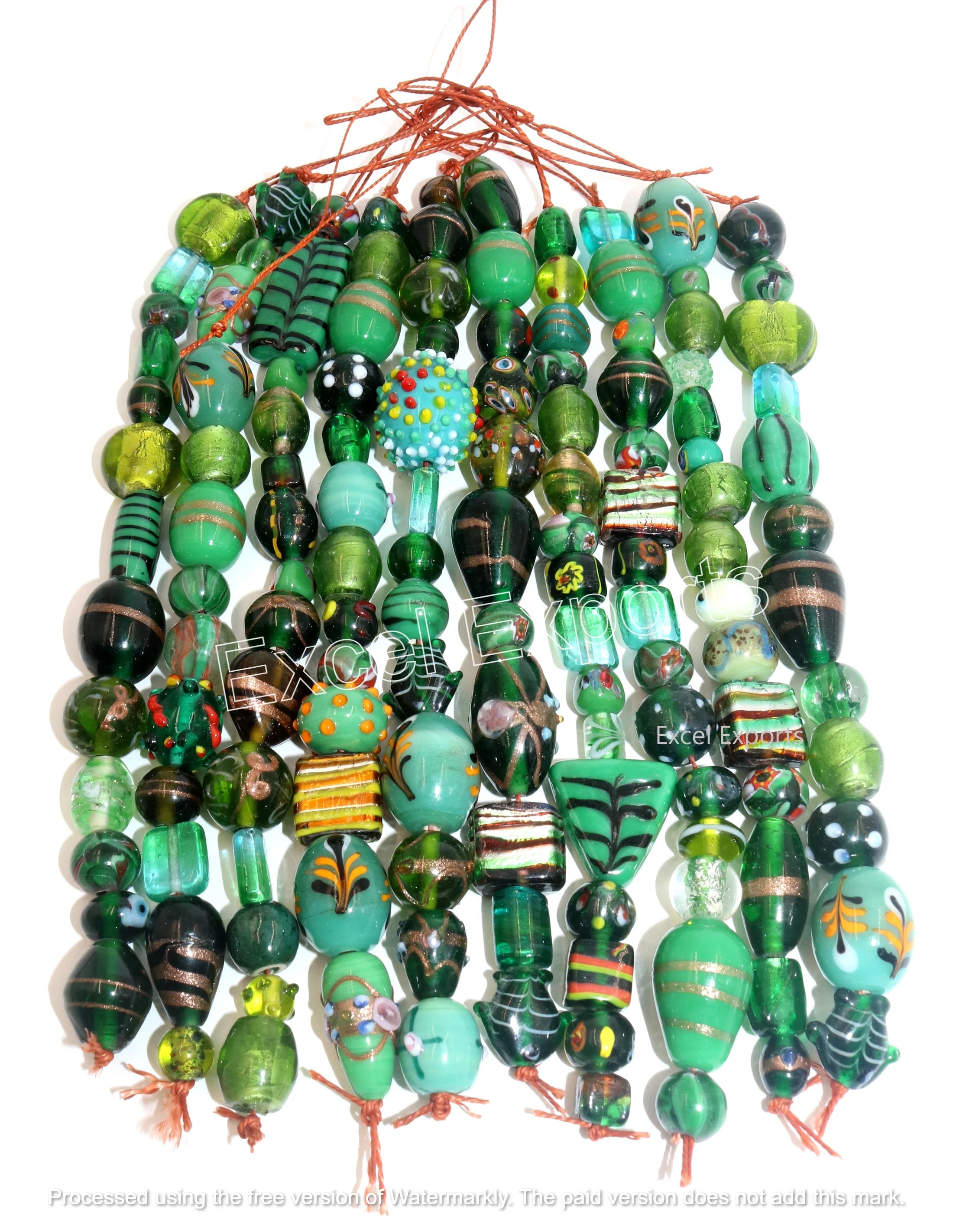 Glass Beads Strands Lamp Work Beads Multi color mixed Shape Beads for jewelry making & decoration DIY Crafts Green Combination