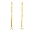 18K Gold Plated Waterproof Non Tarnish Jewelry Stainless Steel Drop Earrings Simple Round Tube Spliced Long Tassel Stud Earrings
