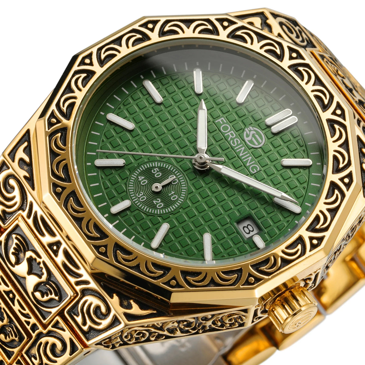 Wholesale Price Retro Luxury Famous Brand Forsining Full Engraved Patterns Reloj Men Automatic Mechanical Watches Wrist Watch MegaBDM