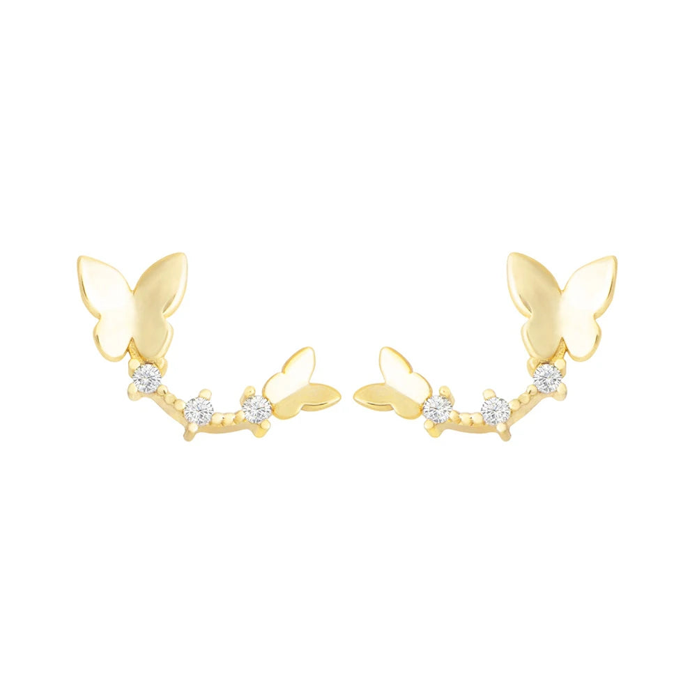 CANNER S925 Sterling Silver Earrings Exquisite Butterfly Diamond 5A Zircon 14K Gold Plated Long Line Ins Female Jewelry Trendy