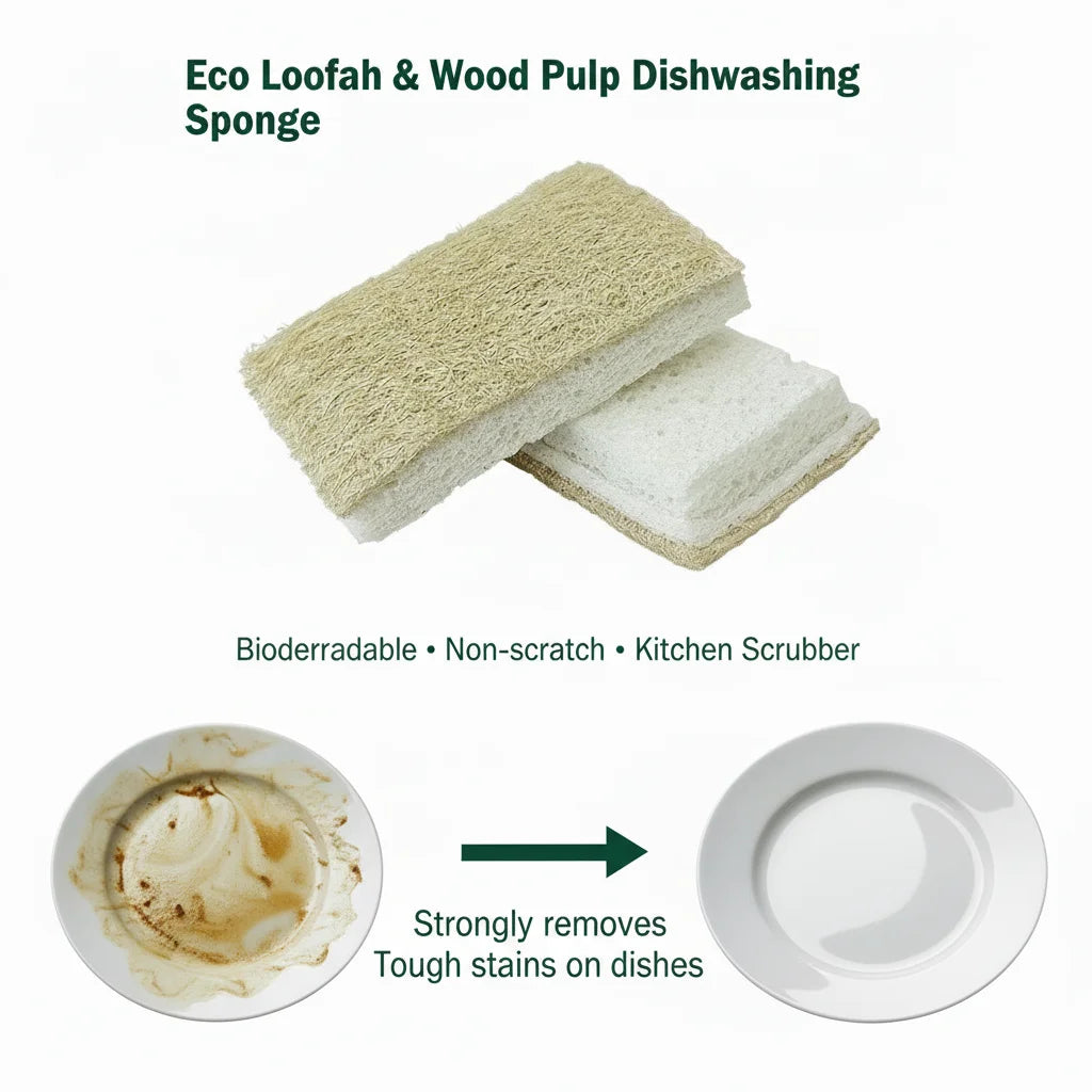 Wholesale Loofah Cellulose Sponge Natural Pop up Sponge Eco Friendly Lufa 100% Biodegradable Dish Loofah Scrubbing Sponge