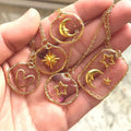 New Floral Pendant Necklace Copper Necklace Waterproof Oil Painting Sun Moon Star Pendant Fashion Chocker for Woman