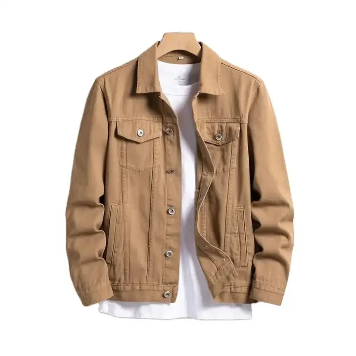 Men Organic Cotton Winter Denim Jacket With Custom Design Zipper Closure Down Material Comfortable Cold Season Outerwear