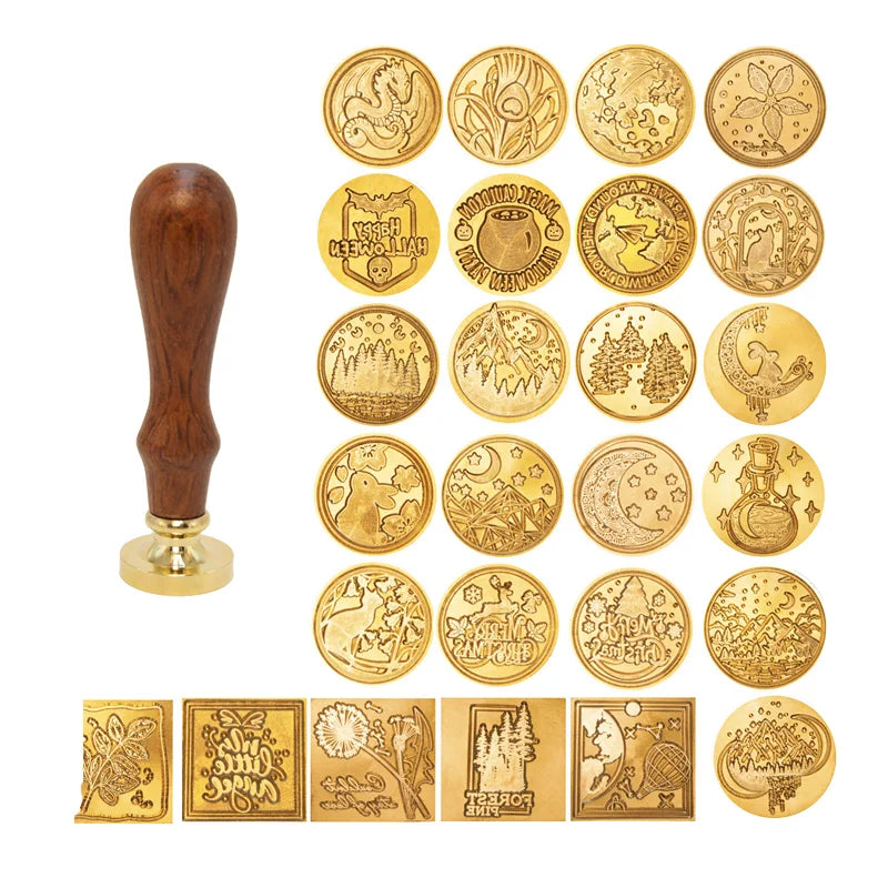 Custom Ink Stamps Wax Seal Stamp Logo Engraved Brass Head Detachable Handle Multi Size Shape Gift Craft Office Use DIY