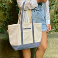 Custom Reusable Large Size Shoulder Handbag Cotton Canvas Tote Bag  Calico Shopper Bags Beach Shopping Bag With Zipper
