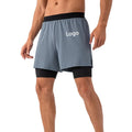 Loose Breathable Casual Running Fitness Solid Color Double Layer Men's Sports Shorts