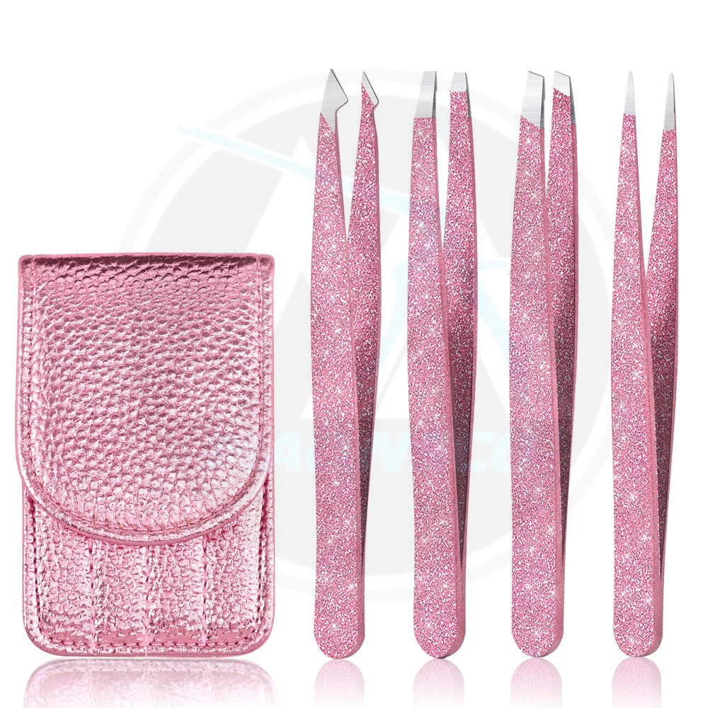 Professional 7 in 1 Stainless Steel Eyebrow Tweezer Set for Women Precision Facial Hair Removal Ingrown Hair Box