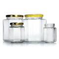 Hexagon Thickened Transparent Glass Honey Jars Food Storage Jars Sealed Metal Lids 50g Model Different Sizes Packaging
