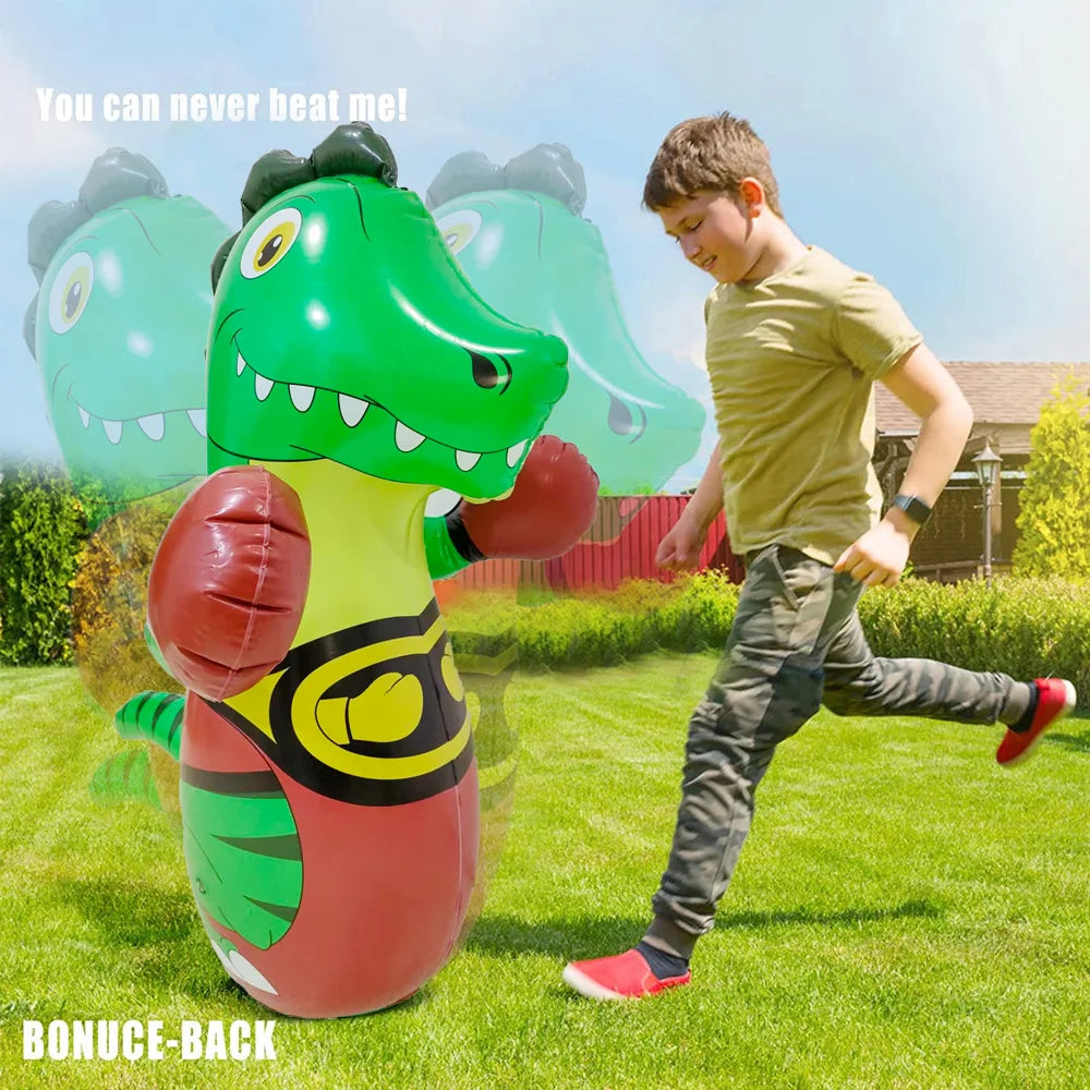 Heavy Duty PVC Inflatable Lightweight Eco-Friendly Free Standing 2kg Kids Punching Bag Water-Filled Dinosaur Bounce Back Boxing
