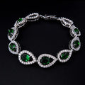 MOQ 2pcs Wholesale Crystal Women Wedding Bridal Cz Green Tennis Emerald Stones Bracelet
