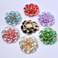 Wholesale Luxury Shiny Rhinestone Crystal Double Layer Flower Button Covers Women Skirt Decoration