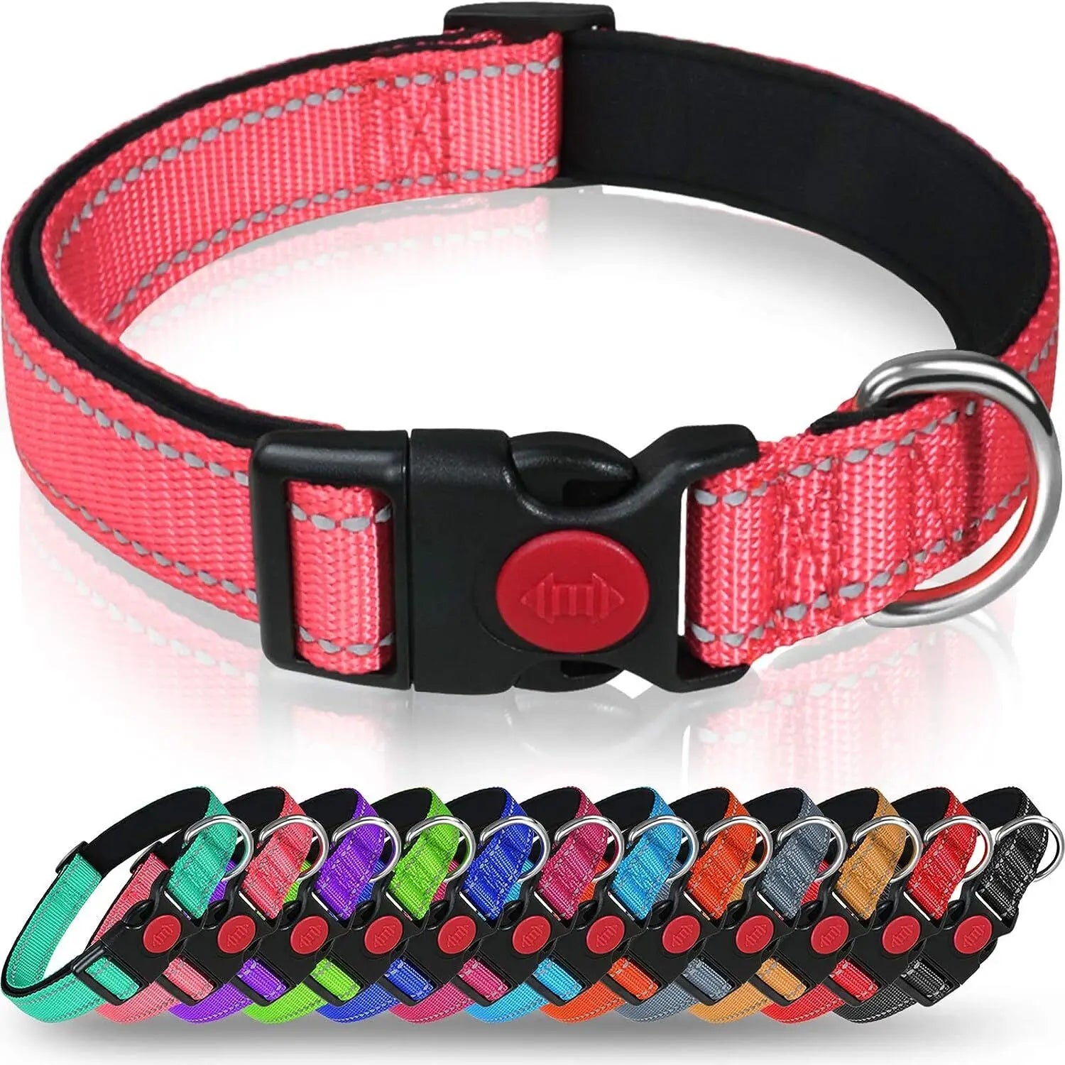 Quick Release Reflective Breathable Soft Padded Plastic Buckle Dog Pet Collar for Girl Male Female Collars