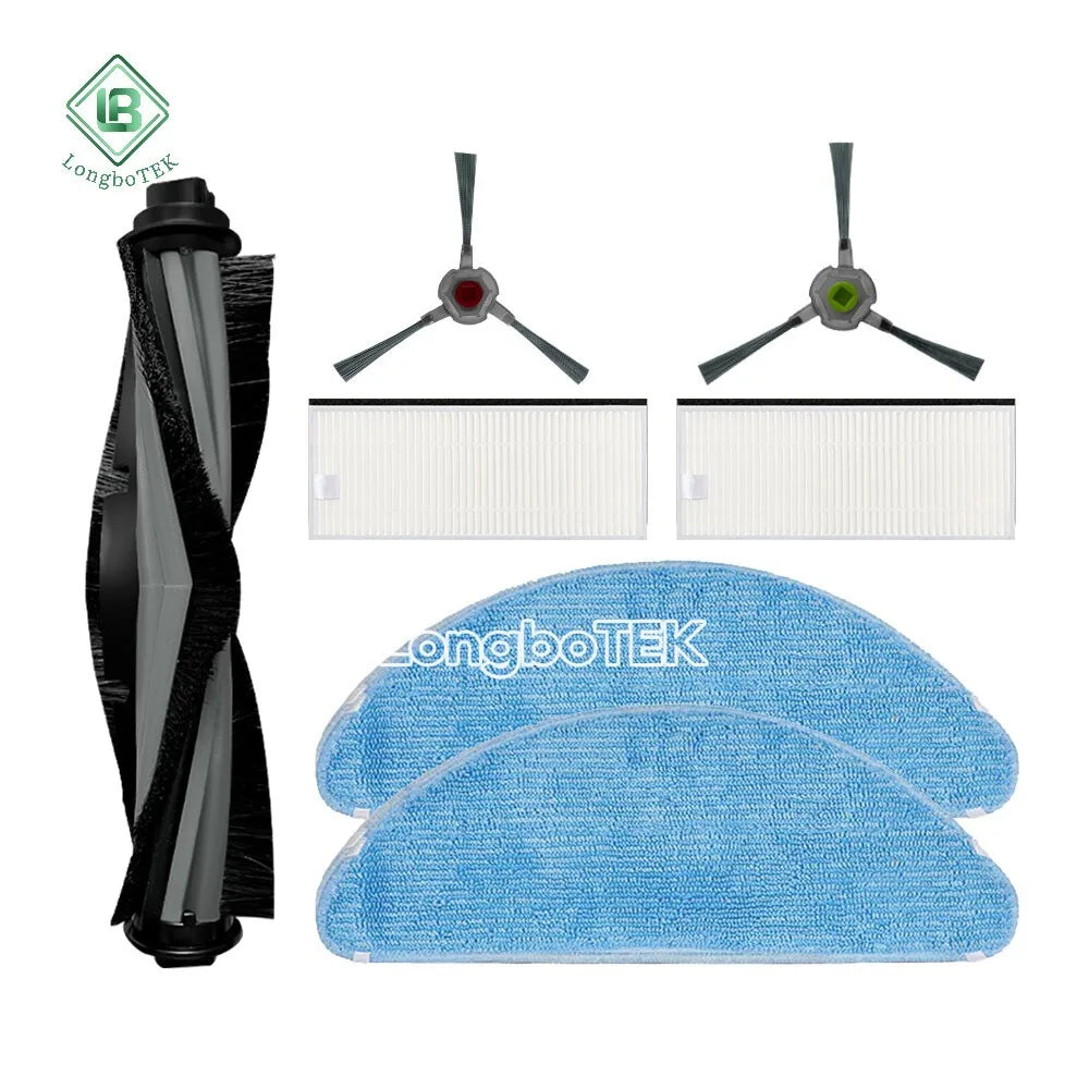 Fit for Ecovacs OZMO U2 / U2 Pro Main Roller Side Brush Hepa Filter Mop Cloth Kit Replacement Robot Vacuum Cleaner Spare Parts