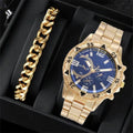 Fenyi Wholesale Trend Hip-hop New Fashion Business Casual Decoration Large Dial Alloy Bracelet Watch Set Men