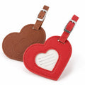 Meetee L-S026 8.5cm High Visibility Bold Heart Shaped PU Leather Luggage Tag Vibrant Color Travel Suitcase Identification Charm MegaBDM