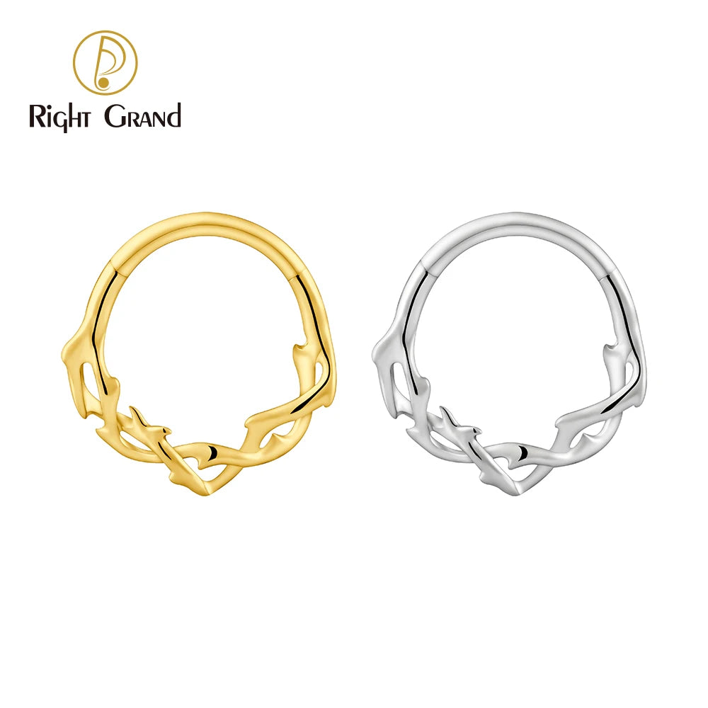 Thorns Flower Vine Hoop Earrings Helix Cartilage Ear Upper Lobe Piercing Jewelry Pierced Simple Style Septum Clicker Nose Rings