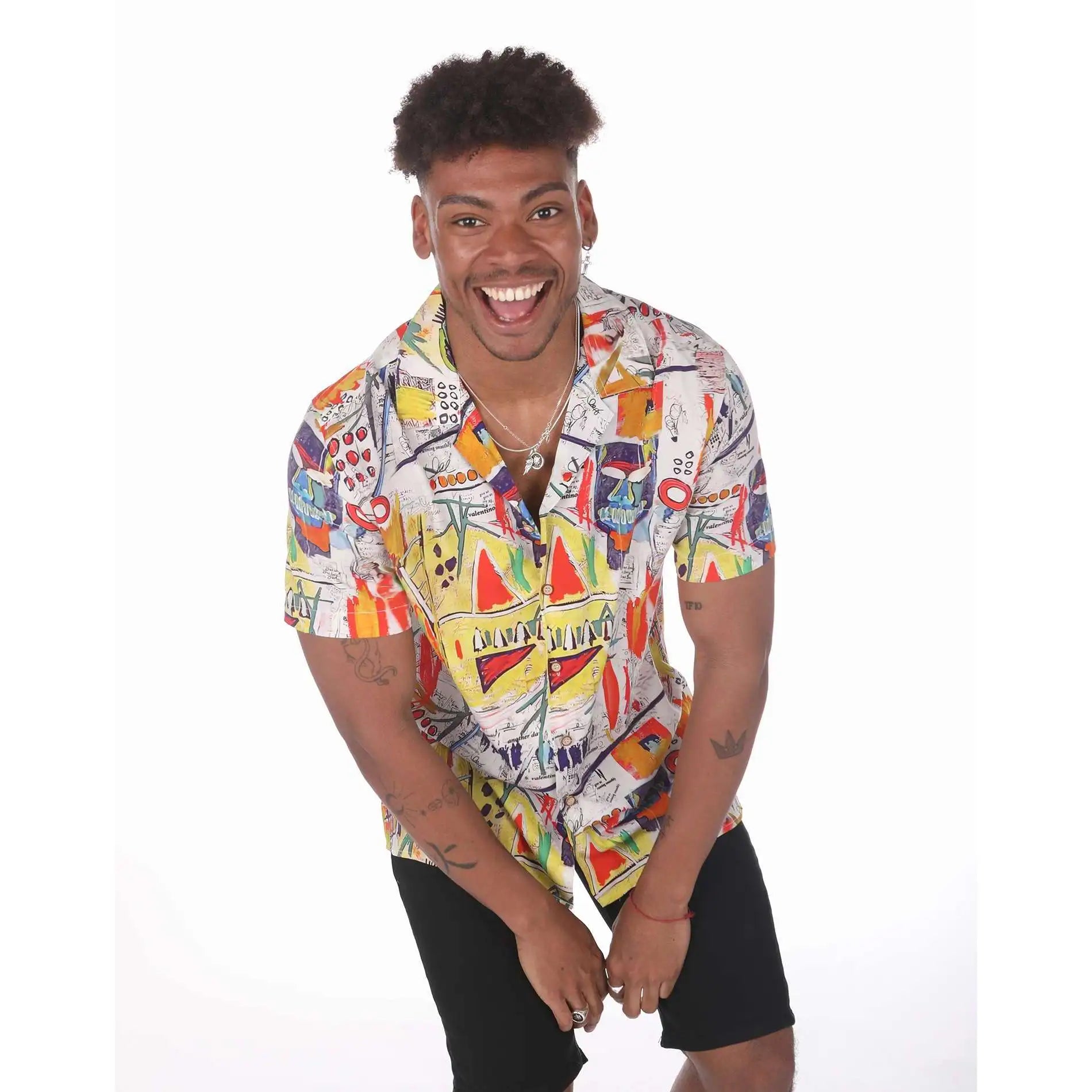 Men's Summer Breathable Floral Shirt with Unique Painting Stylish Design Button Down Collar Short Sleeve Casual Viscose/Cotton