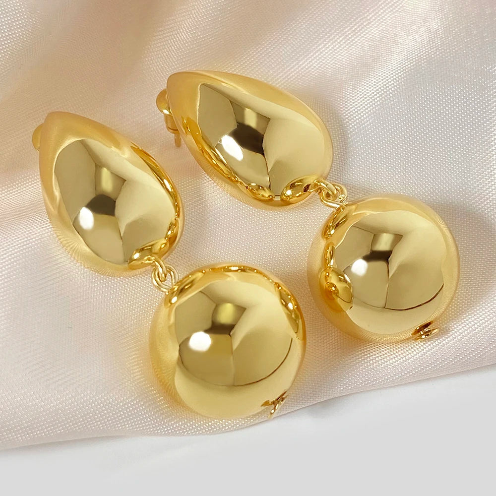 For Foxi Factory Price 18K Gold Plated Dangle Earrings Great Polishing Trendy Big Chunky Stud Earrings for Gift Main Material