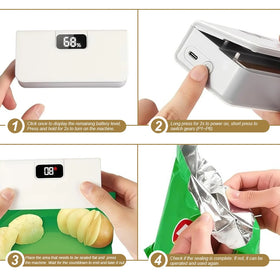 Hand Held Mini Sealing Machine Low Noise Multifunctional USB Rechargeable Plastic RV Ready Snack Bags Food Preservation 1500mAh