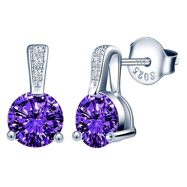 Minimalist Multi Faceted Stone S925 Sterling Silver Earring-with CZ Earrings Stud Earring MegaBDM