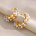 Dreamshow Imitation Pearl Double Layer Fashion Stud Earrings Jewelry Women 18k Gold Plated Stainless Steel Jewelry MegaBDM