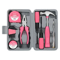 24pc Pink Carbon Steel Hand Manual DIY Tool Kit Set Complete Basic Home Tool Box Easy Carry Ladies Office Garage Use Customized