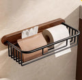 Modern Wood Design Punch-Free Toilet Tissue Rack Convenient Access Paper Box Roll Paper Holder