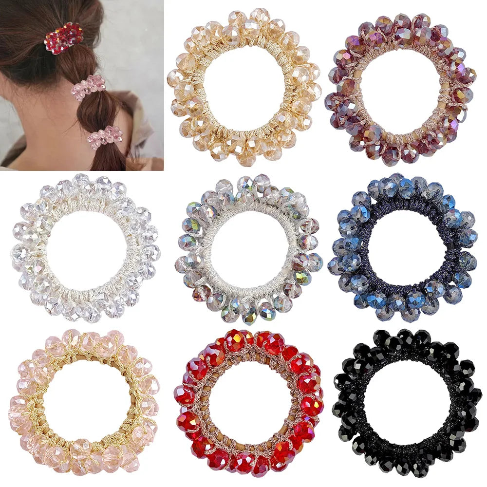 Fashion Decorative Ponytail Holder Elastic Crystal Hair Accessories