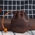 BEARKY Vintage Short Leather Drawstring Pouch for Jewelry and Essentials Open Closure Type Wallet