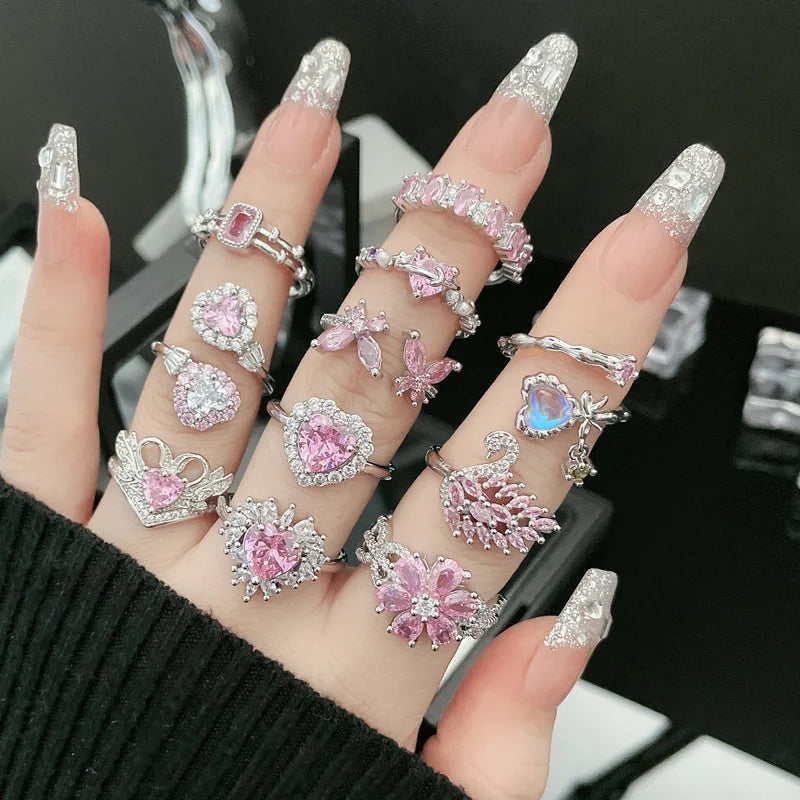 Fenyi Wholesale Jewelry Simple Fashion Retro Diamond Gift Wedding Low-allergy Plated S925 Silver Ring for Women