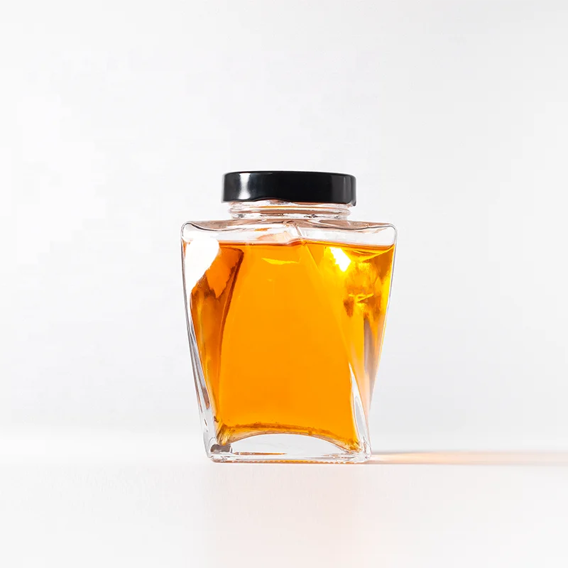 350ml 367ml Transparent Creative Twisted Glass Jar Screw Cap Luxury for Honey Jam Peanut Butter Sugar Storage 500ml Diffuser