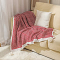 Bohemian Style Sofa Blanket Bay Window Knit Blanket Throw Ethnic Style Back Pattern Nap Blanket with Hanging Tassel