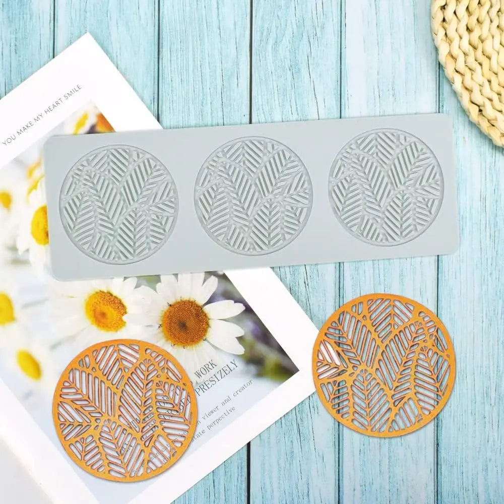 OEM Hollow Round Leaf Shape Silicone Mold Baking Caramel Cake Decoration Tool Fondant Sugar Craft lm Pression Candy Stencil