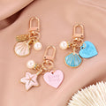 NEW Elegant Letter Label Pearls love Key Chain Handbag Hanging Pendant Keyring Heart Shell Pendant Keychain for Women