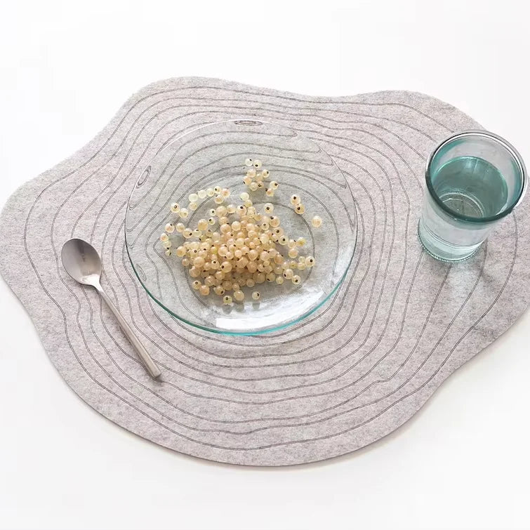 Classic Wood Grain Design Eco-friendly Customizable Felt Mats Multi-purpose Placemat coaster Flower Pot Pad Laserengraved Lines