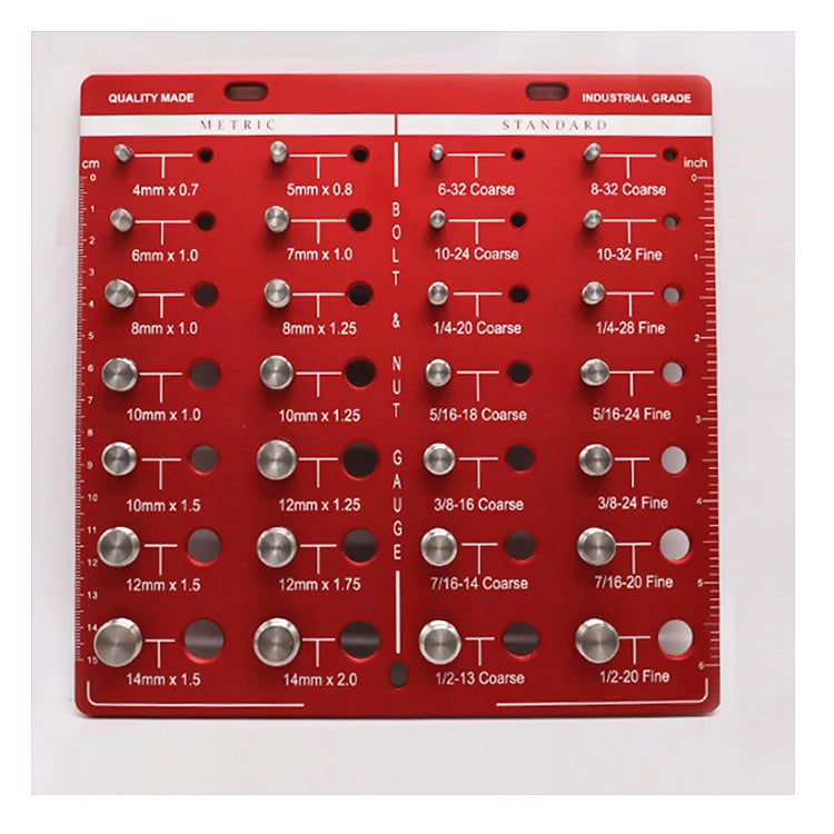 AromaNano Aluminum 28 Bolt and Nut Identifier Gauge Nut and Bolt Thread Checker 14 Metric & 14Standard Ruler Nut and Bolt Gauge