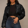 Y2k Fairy Thick Puffer Jackets Winter Warm Bubble Coats Women Long Sleeve Stand Collar Zipper Parkas Down Cropped Coat 2025