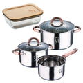 5-piece stainless steel cookware set 16/18/20 suitable for induction + Bergner NATURALLY 650ml airtight borosilicate glass