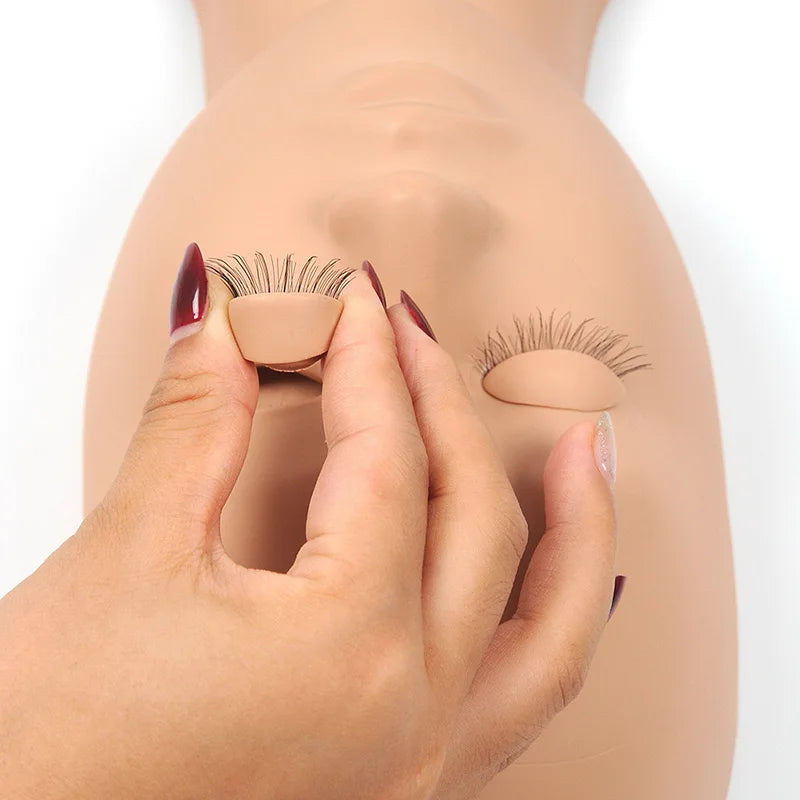 Replaceable Eyelid Dummy Head Practice Mannequin Doll Head for Eyelash Extension Silicone Mannequin Head