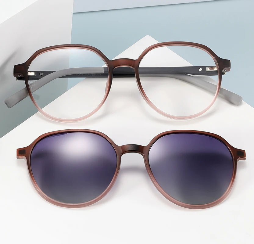 FEROCE ECO Bio TR Eco-Friendly Material TAC Polarized Luxury Shades Unisex Clip-on Solid Round Sunglasses