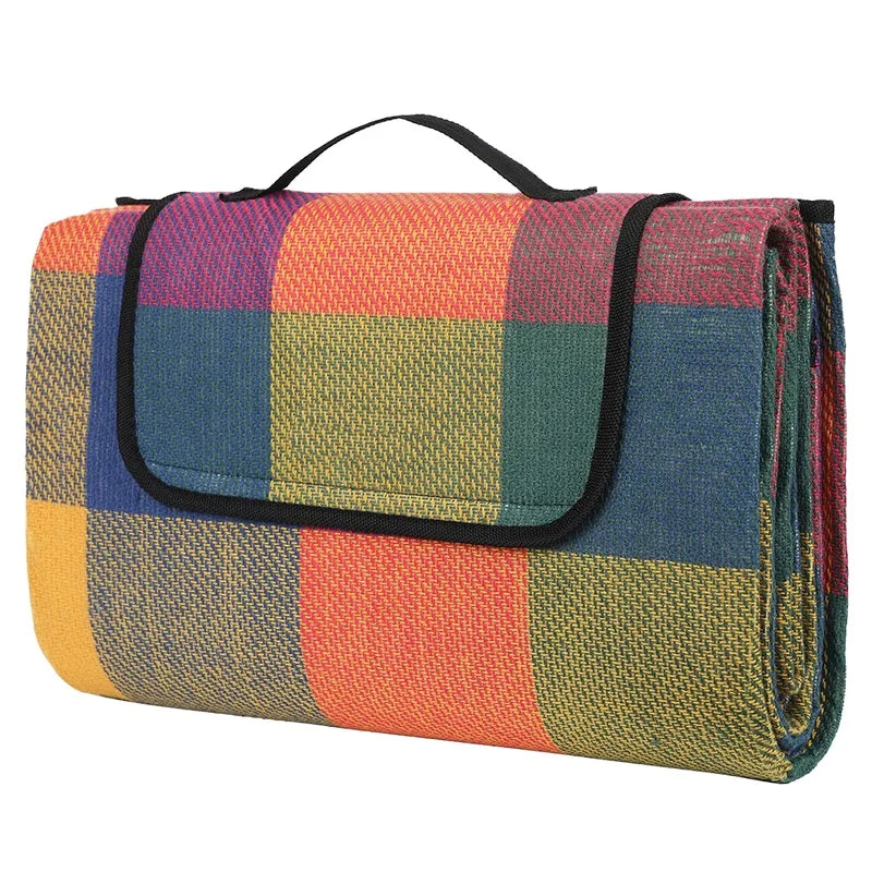 Top Quality Acrylic Waterproof Picnic Blanket Stripe Simple Portable Tassels Beach Picnic Mat