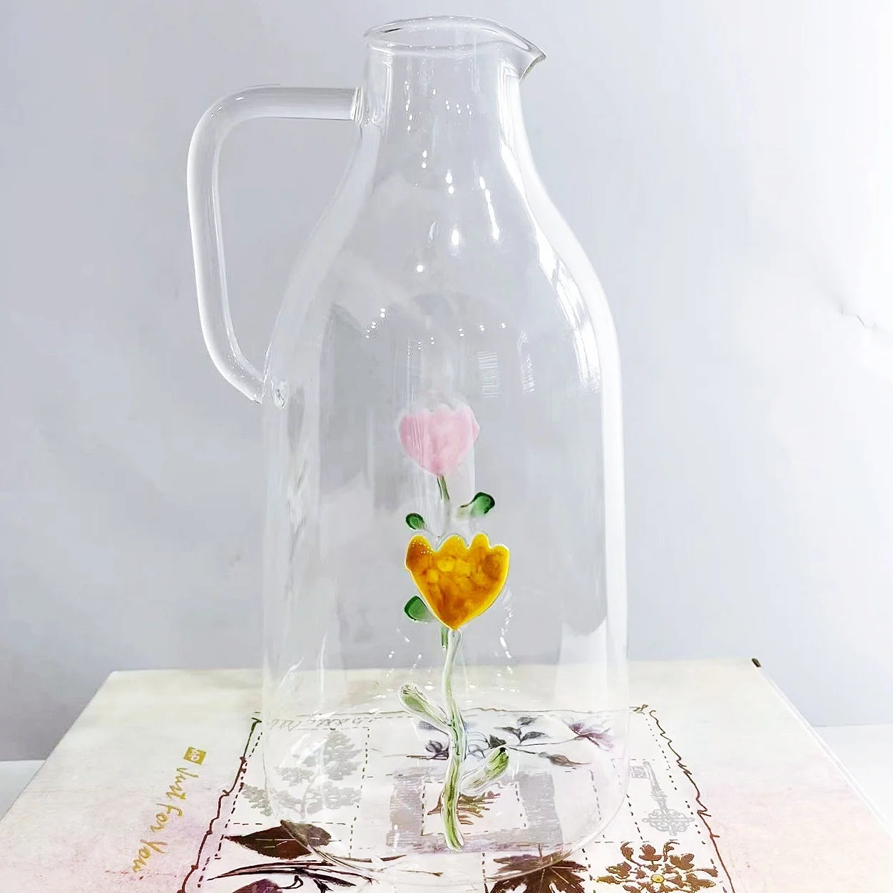 High Borosilicate Glass Teapot with Hand-Painted Flower Pattern Heat-Resistant & Aesthetic for Tea Water Tea Kettle Drinkware
