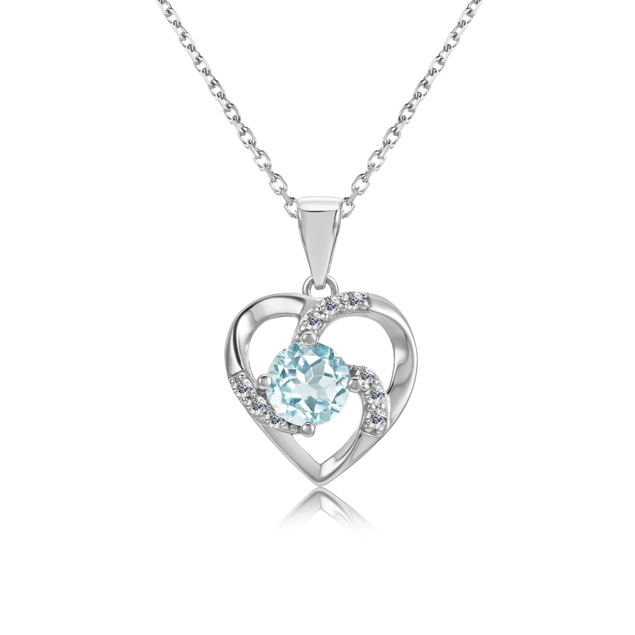 925 Sterling Silver Natural Gemstones Jewelry Sky Blue Topaz Heart Pendant Necklace Birthday Gift for Women Destiny Jewellery
