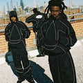 Custom Windbreaker Nylon Tracksuit Reflective Stripe Tracksuit Lightweight Sports Running Streetwear Waterproof Tracksuit MegaBDM