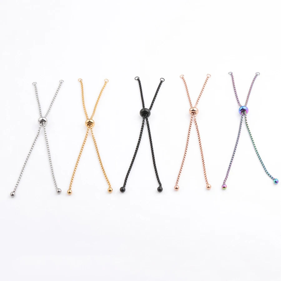 Stainless Steel DIY Jewelry Findings 11cm 1.8mm Adjustable Extend Box Chain Bolo Chain for Bracelet Making